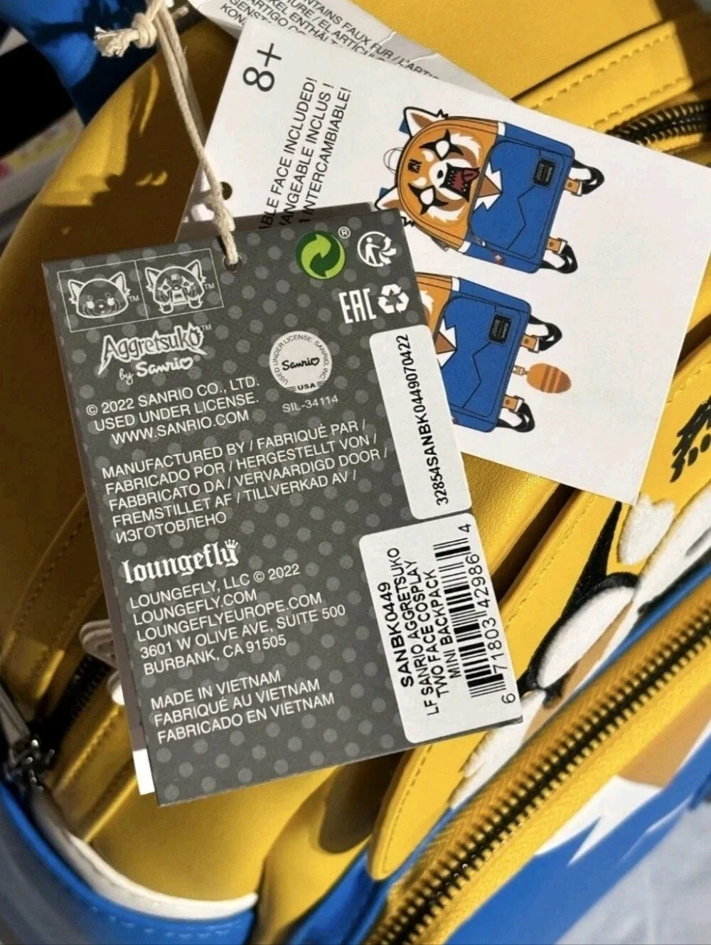 aggretsuko loungefly mini backpack Sanrio Retsuko Two Face Mini Backpack My name is Retsuko Loungefly aggretsuko mini backpack nwt